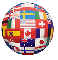 International Flag globe, Everyone Welcome